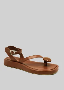 The Frankie Shop Gia X Rhw Rosie Flat Wrap Sandal Brown Clearance