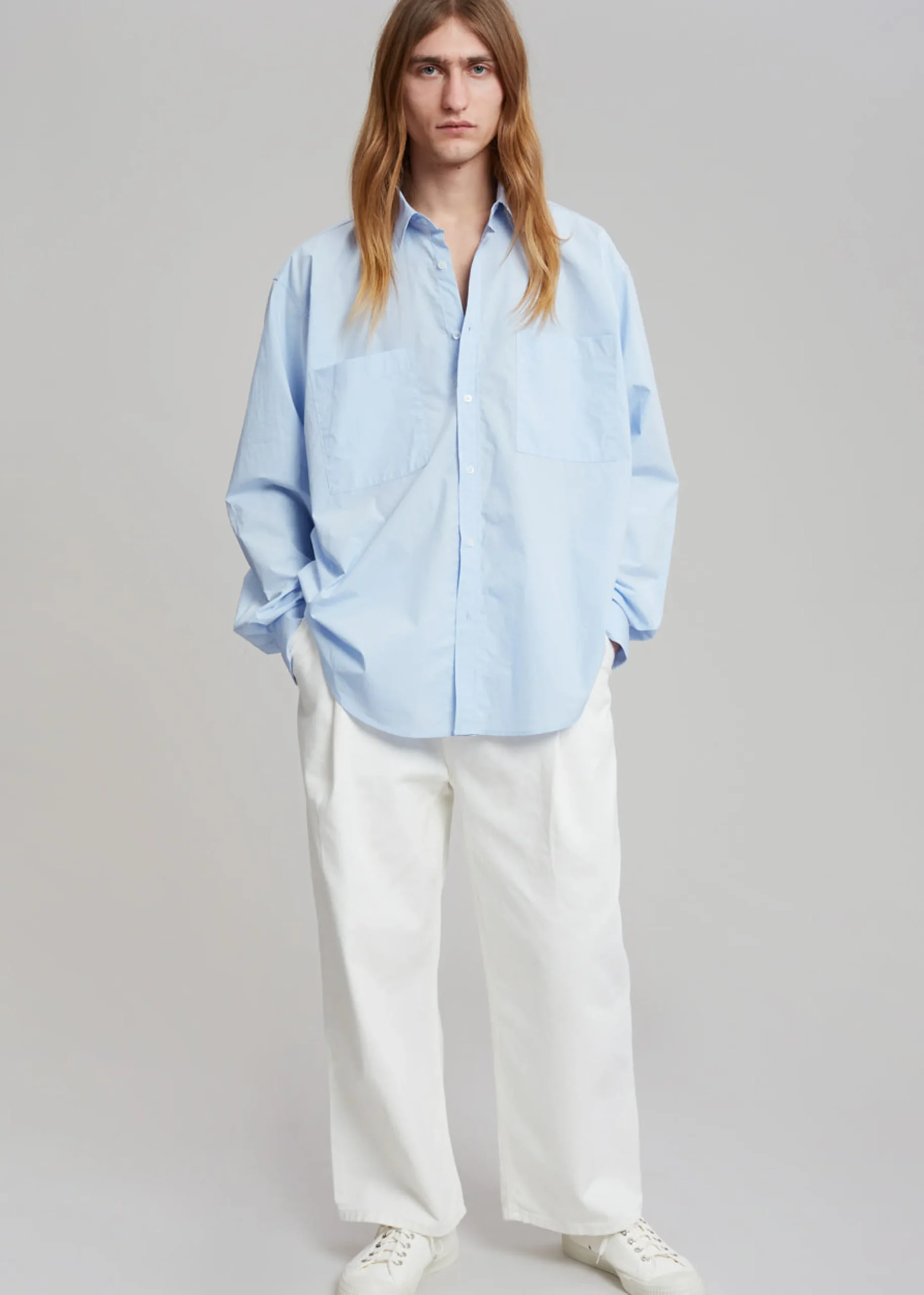 The Frankie Shop Gus Oversized Shirt Sky Sale