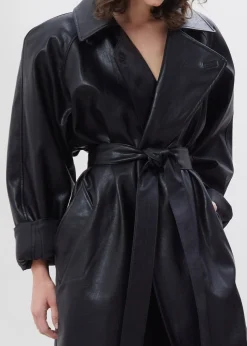 The Frankie Shop Henna Oversized Faux Leather Trench Black Outlet