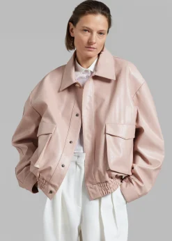 The Frankie Shop Hera Faux Leather Jacket Pink Clearance