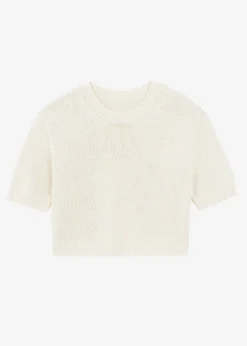 The Frankie Shop Holly Cropped Knit Top Cream Sale