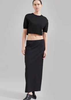 The Frankie Shop Holly Cropped Knit Top Black Best