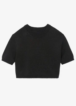 The Frankie Shop Holly Cropped Knit Top Black Best