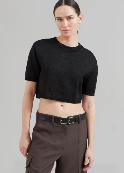 The Frankie Shop Holly Cropped Knit Top Black Best