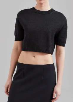 The Frankie Shop Holly Cropped Knit Top Black Best