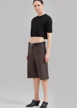 The Frankie Shop Holly Cropped Knit Top Black Best