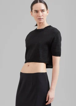 The Frankie Shop Holly Cropped Knit Top Black Best