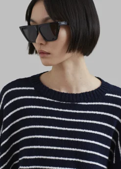 The Frankie Shop Iona Boatneck Navy Sweater White Stripe Outlet