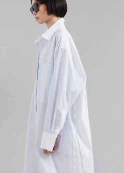 The Frankie Shop Ivy Contrast Cuff Shirt Dress Light Blue Stripe Online