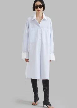 The Frankie Shop Ivy Contrast Cuff Shirt Dress Light Blue Stripe Online