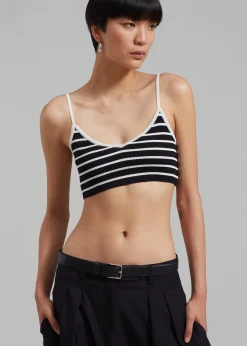 The Frankie Shop Jade Knit Bralette White Stripe New
