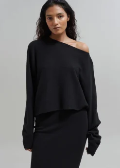 The Frankie Shop Jainy Asymmetric Knit Top Black New