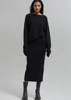 The Frankie Shop Jainy Asymmetric Knit Top Black New