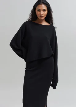 The Frankie Shop Jainy Asymmetric Knit Top Black New