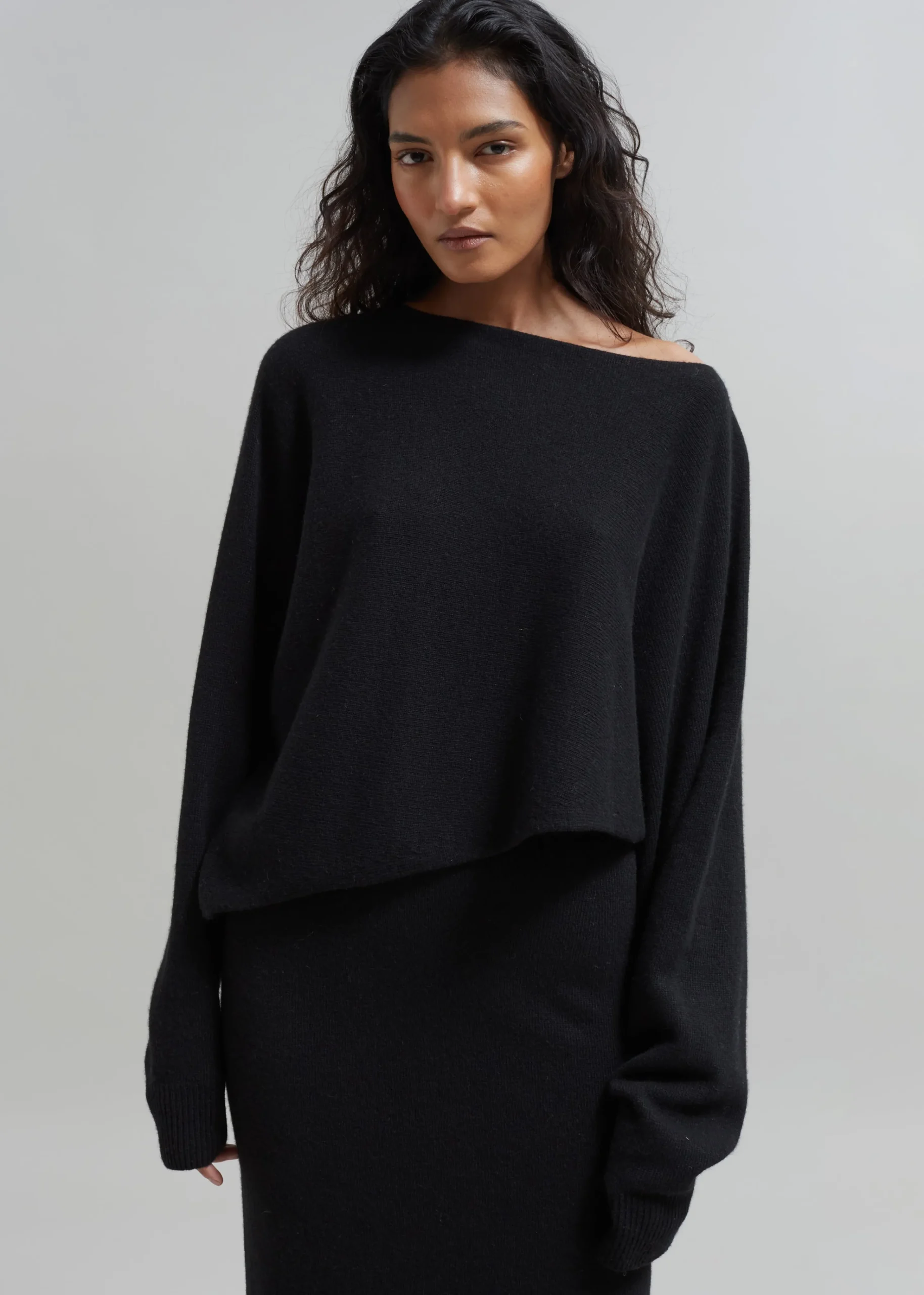 The Frankie Shop Jainy Asymmetric Knit Top Black New