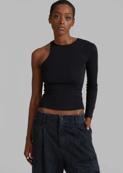 The Frankie Shop Jamie Asymmetric T-Shirt Black Sale