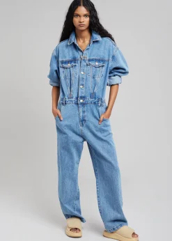 The Frankie Shop Jas Denim Jumpsuit Dark Indigo Clearance