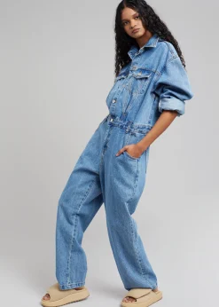 The Frankie Shop Jas Denim Jumpsuit Dark Indigo Clearance