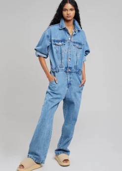 The Frankie Shop Jas Denim Jumpsuit Dark Indigo Clearance