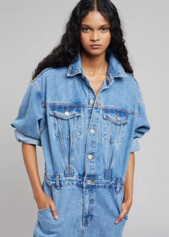 The Frankie Shop Jas Denim Jumpsuit Dark Indigo Clearance