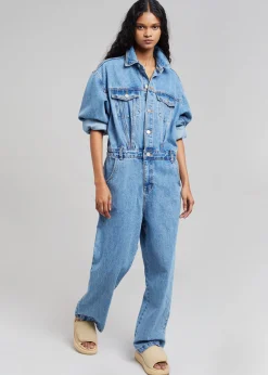 The Frankie Shop Jas Denim Jumpsuit Dark Indigo Clearance