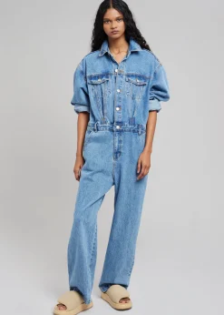 The Frankie Shop Jas Denim Jumpsuit Dark Indigo Clearance