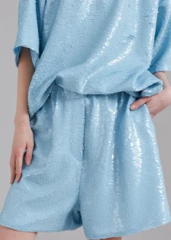 The Frankie Shop Jazz Sequins Boxer Shorts Sky Sale