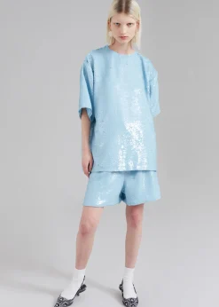 The Frankie Shop Jazz Sequins Boxer Shorts Sky Sale