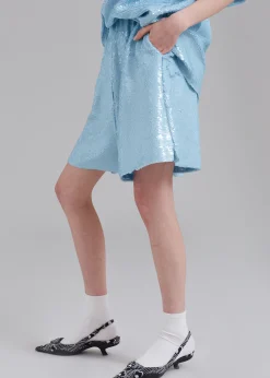 The Frankie Shop Jazz Sequins Boxer Shorts Sky Sale