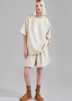 The Frankie Shop Jazz Sequins Boxer Shorts Cream Hot