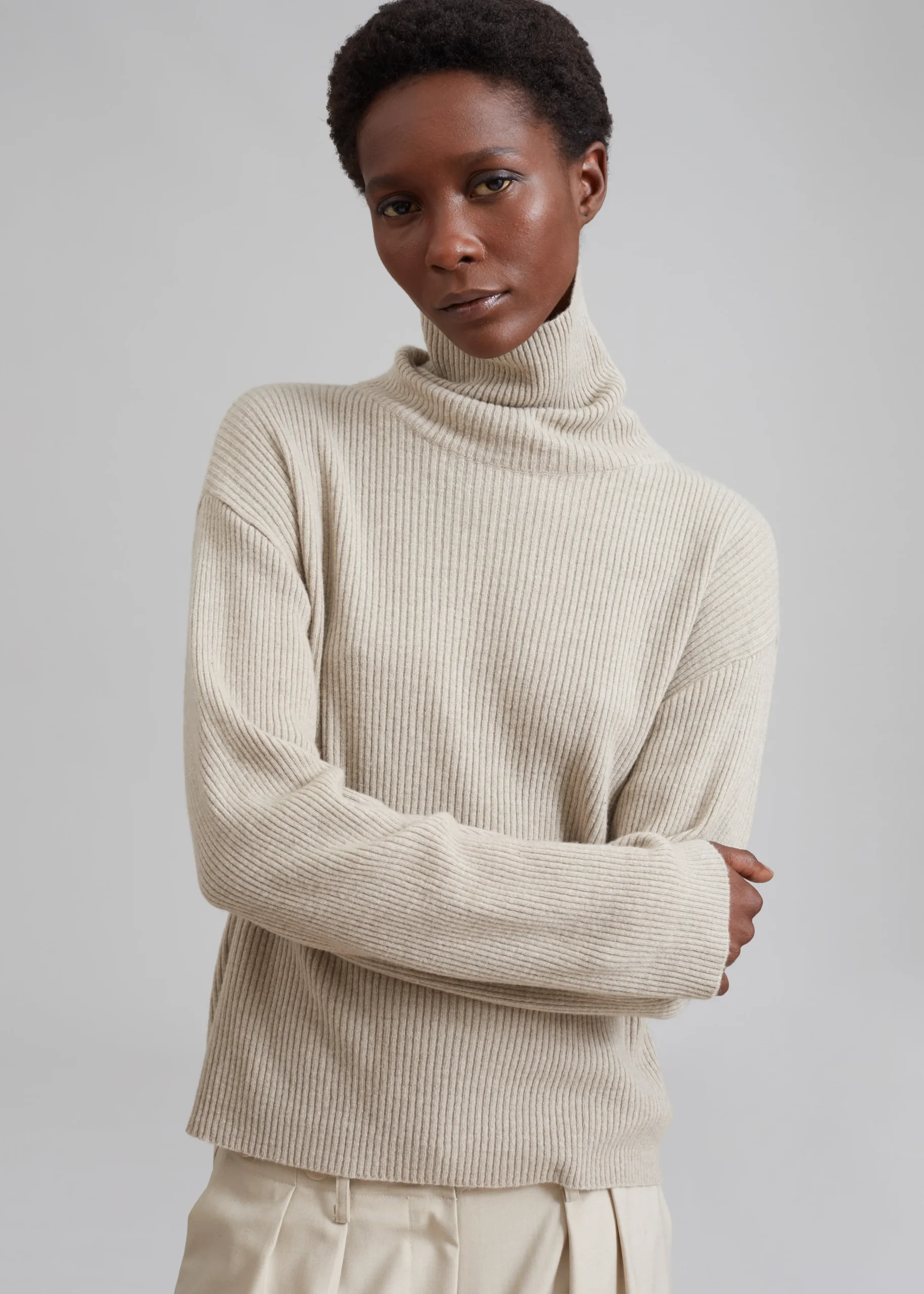 The Frankie Shop Jensen Turtleneck Sweater Taupe Best