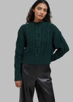 The Frankie Shop Johel Braided Sweater Bottle Green Sale