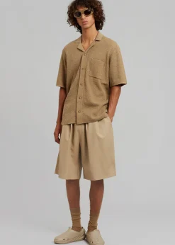 The Frankie Shop Jonas Faux Leather Shorts Camel Best