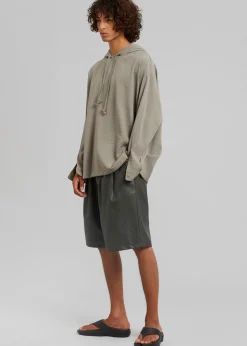 The Frankie Shop Jonas Faux Leather Shorts Olive Hot