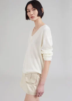 The Frankie Shop Juro V-Neck Knit Cream