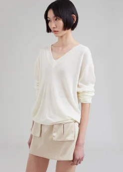 The Frankie Shop Juro V-Neck Knit Cream