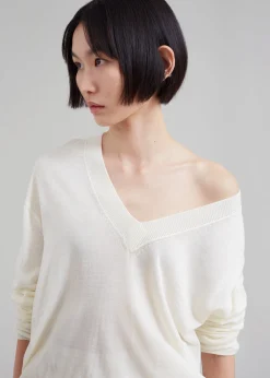 The Frankie Shop Juro V-Neck Knit Cream