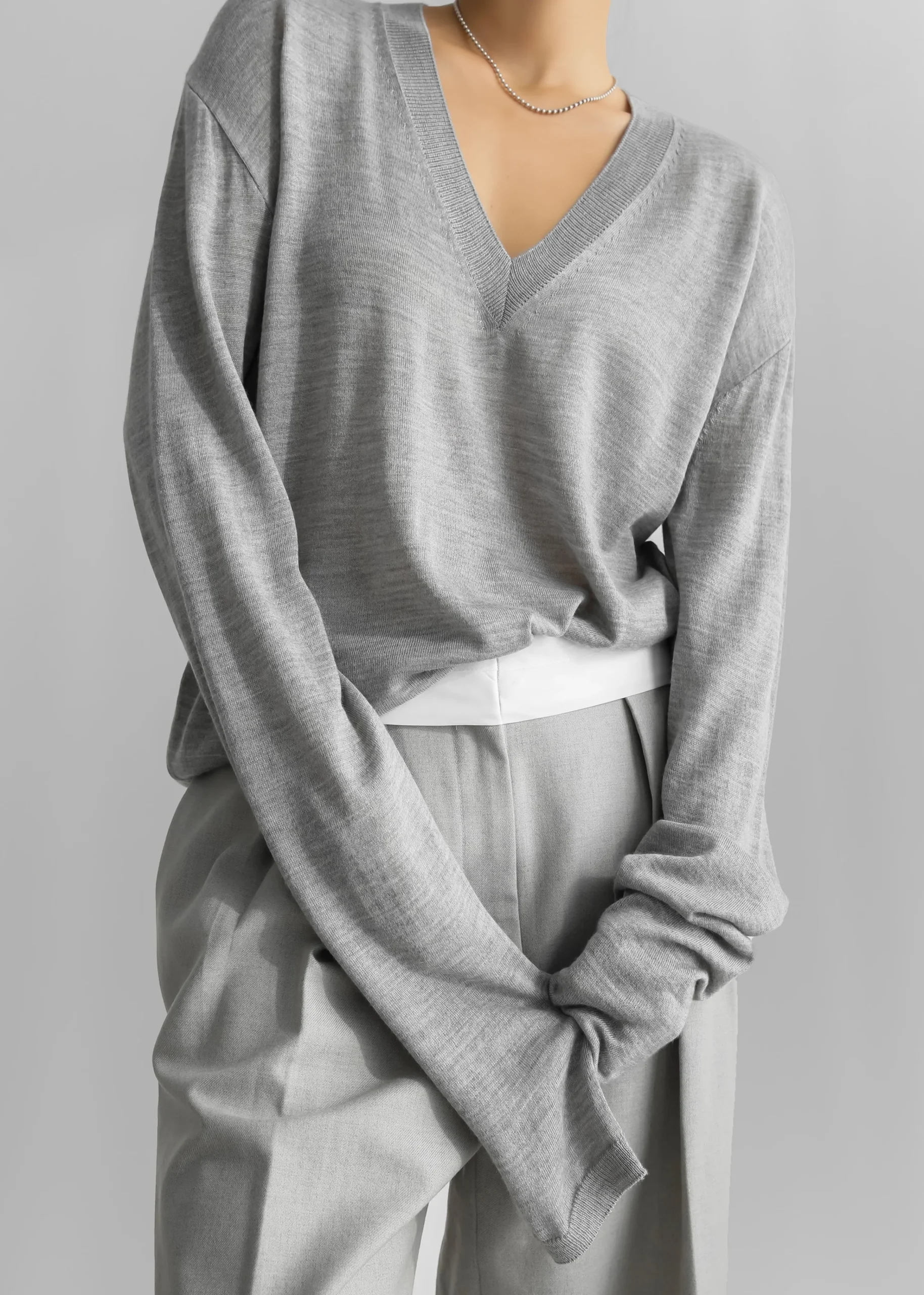 The Frankie Shop Juro V-Neck Knit Grey Clearance