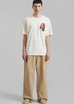 The Frankie Shop Jw Anderson Bicep Stud Chest Pocket T-Shirt Beige New