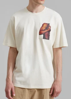 The Frankie Shop Jw Anderson Bicep Stud Chest Pocket T-Shirt Beige New