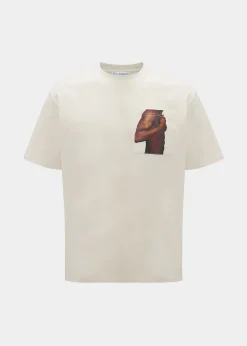 The Frankie Shop Jw Anderson Bicep Stud Chest Pocket T-Shirt Beige New