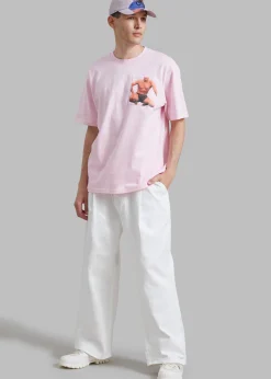 The Frankie Shop Jw Anderson Crouching Stud Chest Pocket T-Shirt Pink New