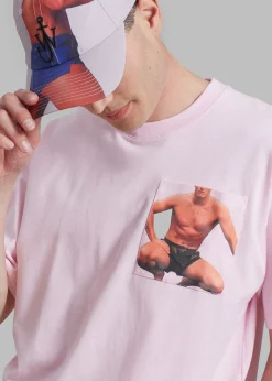 The Frankie Shop Jw Anderson Crouching Stud Chest Pocket T-Shirt Pink New