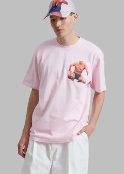 The Frankie Shop Jw Anderson Crouching Stud Chest Pocket T-Shirt Pink New