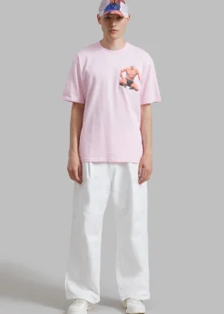 The Frankie Shop Jw Anderson Crouching Stud Chest Pocket T-Shirt Pink New