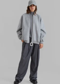The Frankie Shop Jw Anderson Oversized Wool Bomber Jacket Grey Melange Clearance
