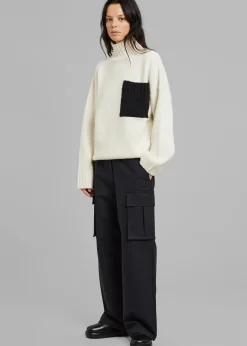 The Frankie Shop Jw Anderson Patch Pocket Turtleneck Off White/Black Online