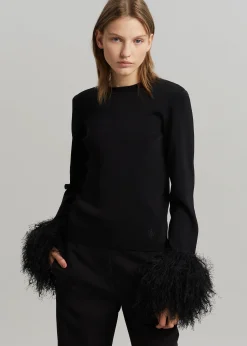 The Frankie Shop Jw Anderson Pom Pom Cuff Crew Neck Jumper Black New