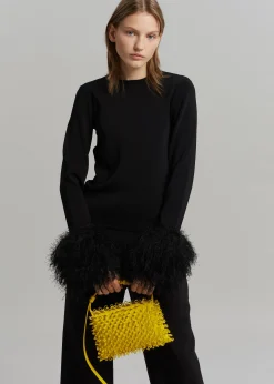 The Frankie Shop Jw Anderson Pom Pom Cuff Crew Neck Jumper Black New