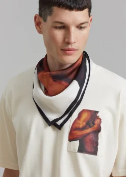 The Frankie Shop Jw Anderson Printed Silk Scarf Off White/Multi Sale